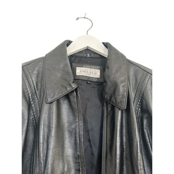 Women Size Large Vintage 100% Leather Jacket Fall Winter Front Zip Closet Staple - Picture 2 of 12